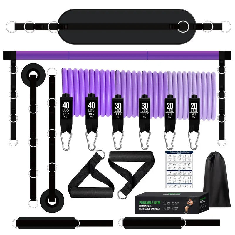 Black TPE 180 lb full elastic resistance training set for home rehabilitation and yoga fitness use
