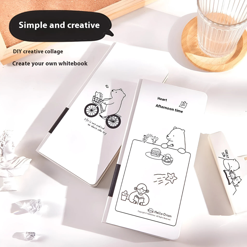 Small white plaid notebook with paper cover and decorative stickers for children's writing