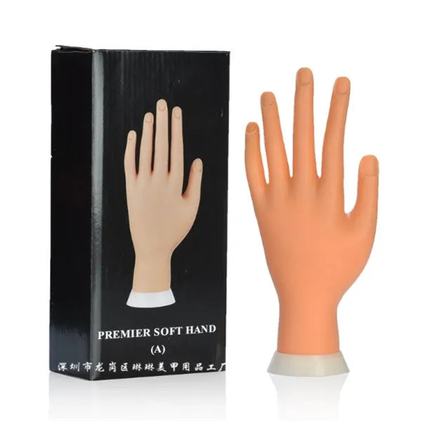 Practice hand nail art fake hand for manicure and crystal armour training with insertable nail pieces