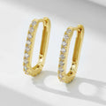 S925 sterling silver oval zircon ear clip earrings with geometric European design in white or yellow colour