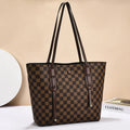 Women's retro shoulder messenger bag in soft PU with chessboard pattern and horizontal square shape