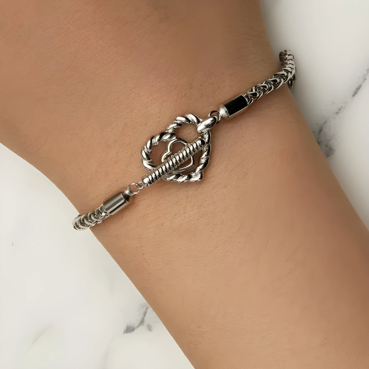 S925 sterling silver heart-shaped base bracelet for women 17cm electroplated finish fashion OL style