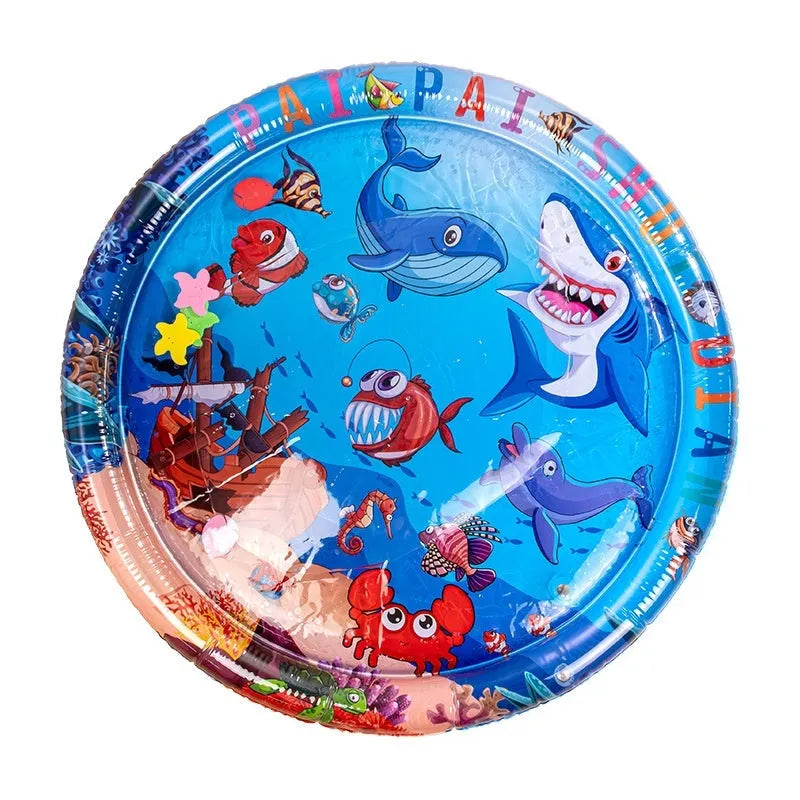 PVC inflatable pet cooling water mattress with underwater world design for dogs and cats