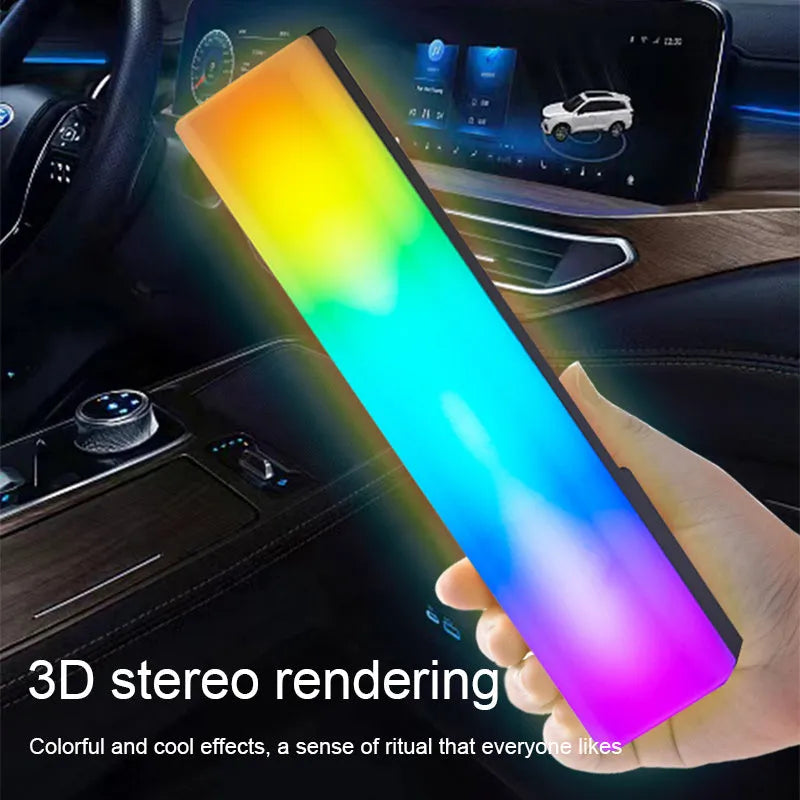 3D RGB voice-activated ambiance lamp with colourful lighting on table top