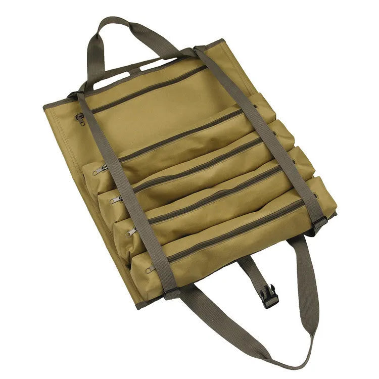 Large car hanging bag in 600D Oxford cloth, 41 x 48.5cm seat-back organiser with multi-pocket tool storage, khaki or black