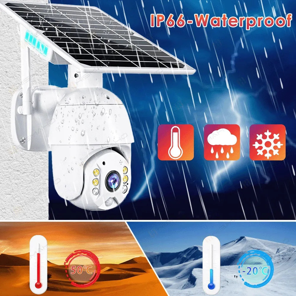 4G SIM card solar security camera 1080P outdoor PTZ dome night vision wireless LTE camera with metal shell