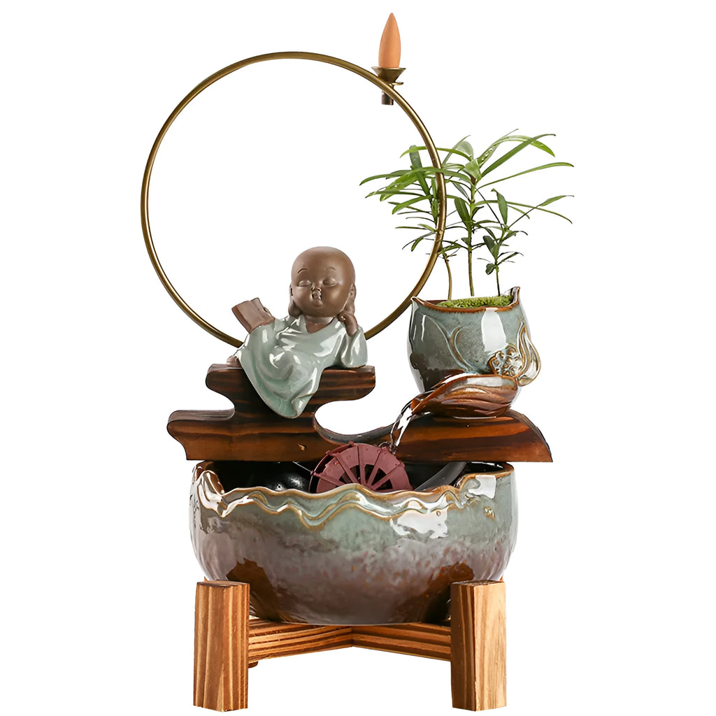 Small ceramic fish tank aquarium for living room or desktop, mini self-circulating design, sitting or lying style
