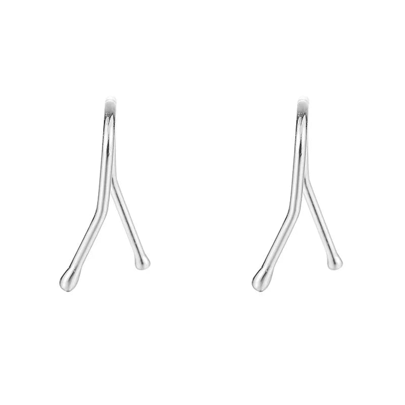 Good Morning copper electroplated Y-line earrings with geometric English letter motif for women
