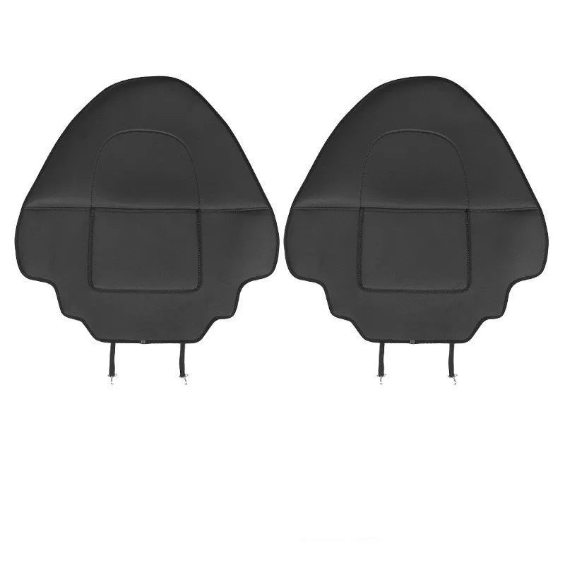Black leather motorcycle seat anti-kick pad measuring 68cm by 42cm for full coverage protection