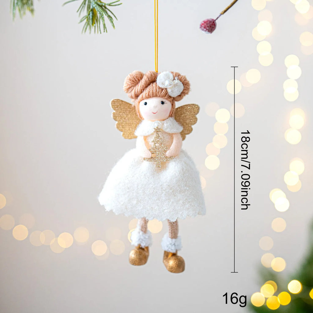 Pink and white cloth fabric angel wings plush pendant with modern styling for Christmas decoration