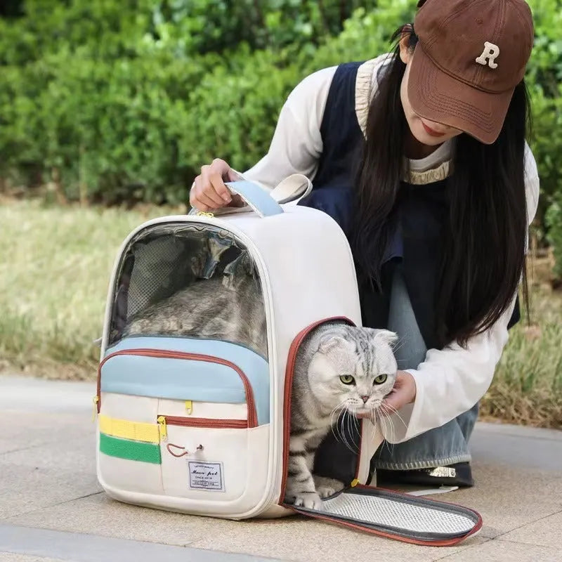 New Fashion Pet Bag in Oxford cloth with colour-matching pattern, available as a backpack or handbag for small pets