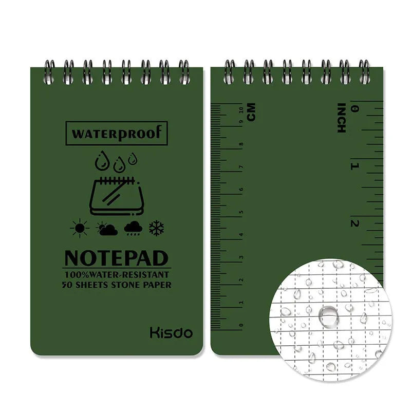 Waterproof spiral notepad with PP plastic cover and stone paper pages in camouflage colour option