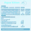 Custom watercolour kitten design mechanical keyboard keycap set with opaque legends, shown in a box.
