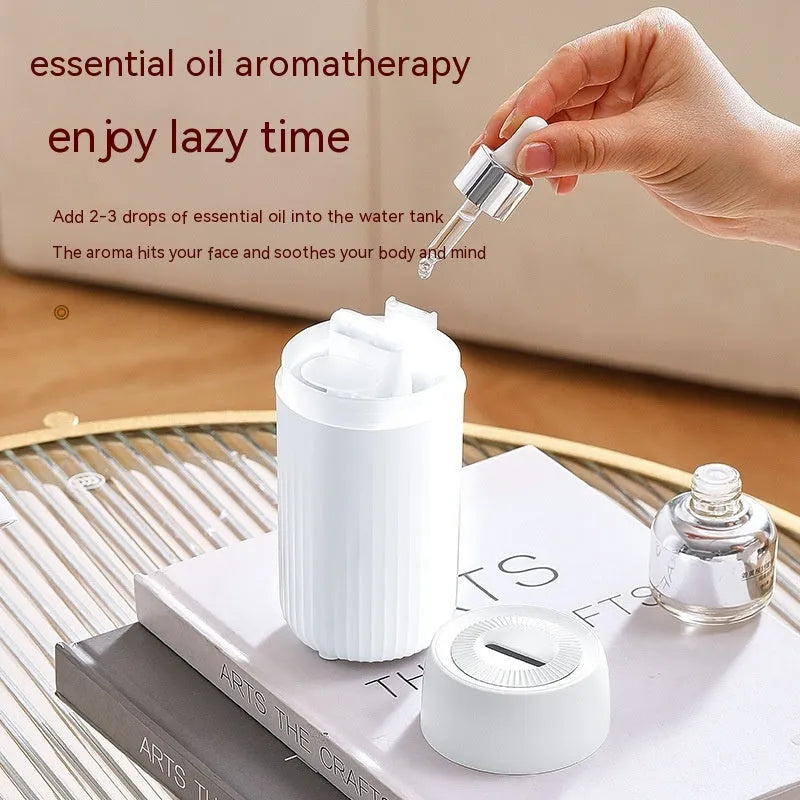 Car flame aroma diffuser with compact 70mm design for vehicle cup holders