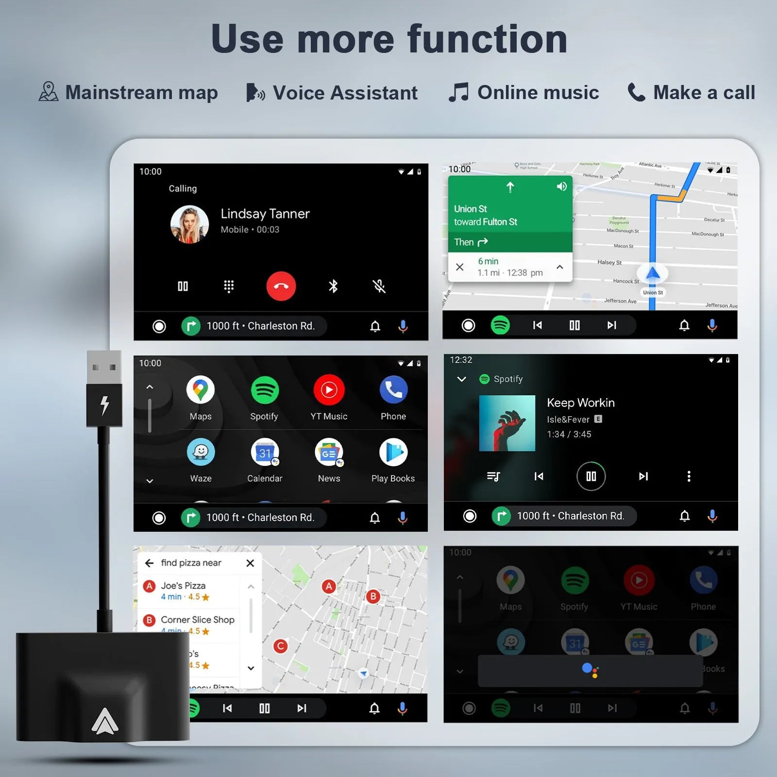 Car wired to wireless Android system adaptor for Android Auto conversion in black and white colour options
