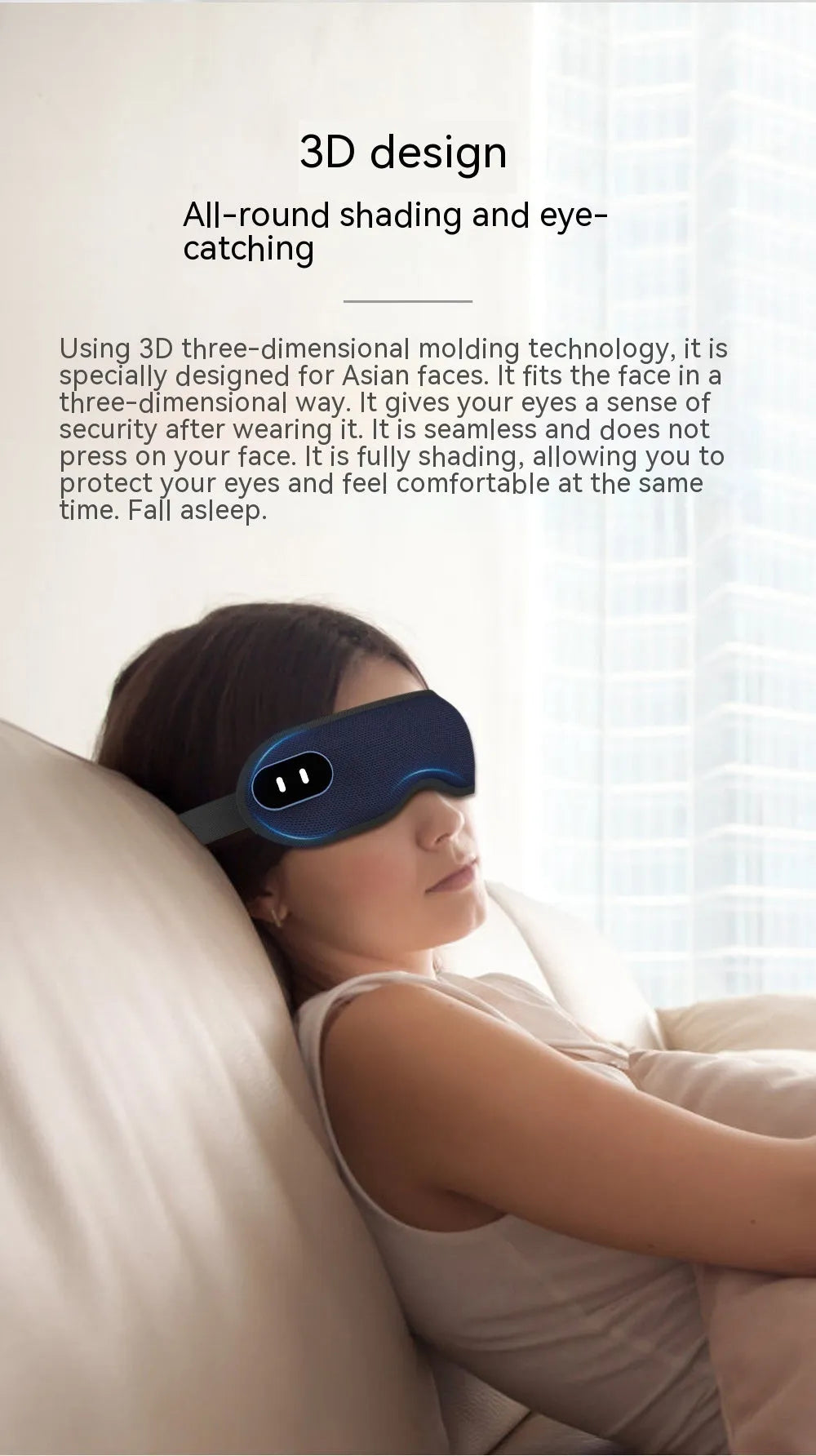 Lycra fabric steam sleep mask with USB charging cable and battery case on a flat surface