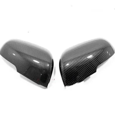 Pair of tremella pattern plastic rearview mirror cover stickers in silver and black finishes