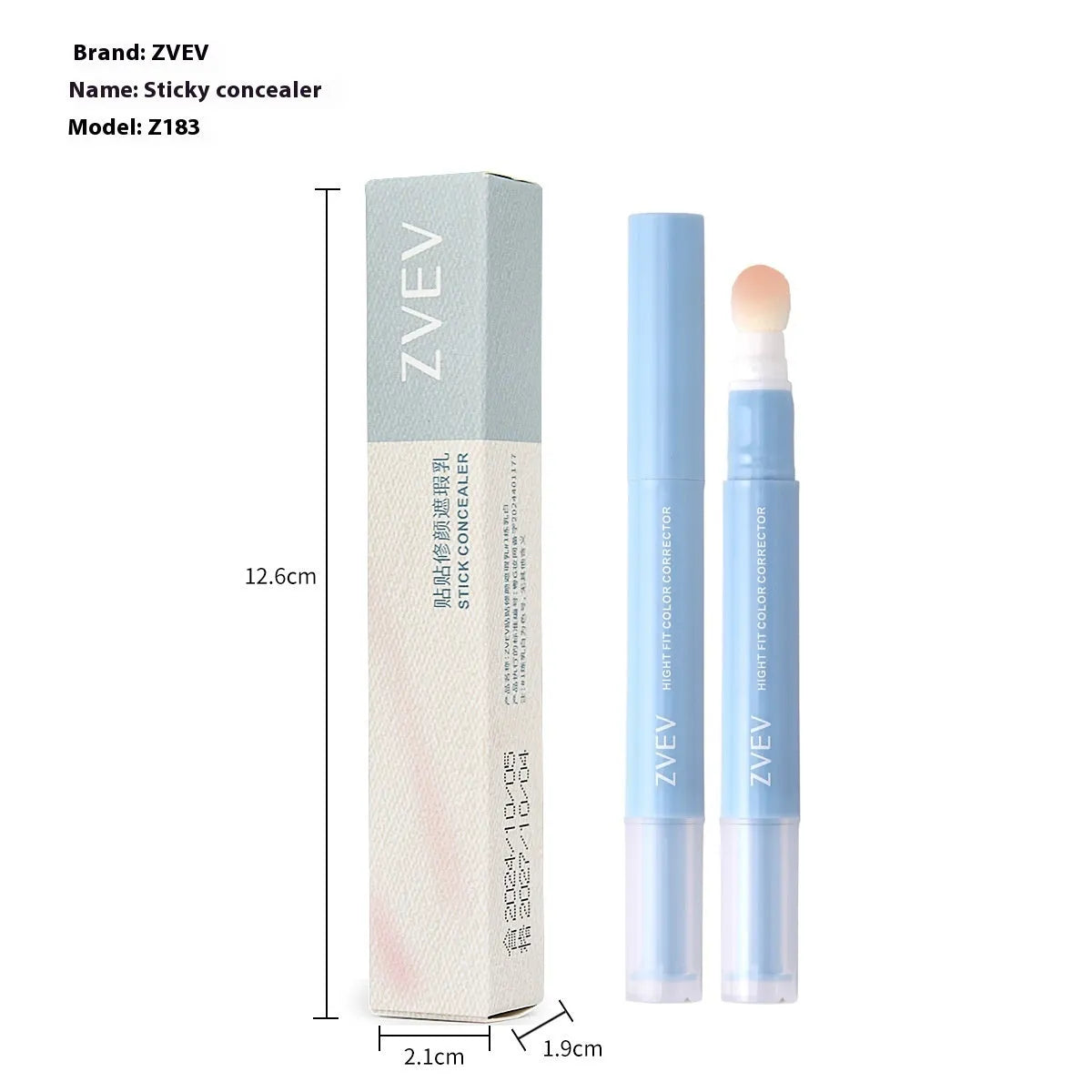 Concealer pen with sponge brush head in three colour options