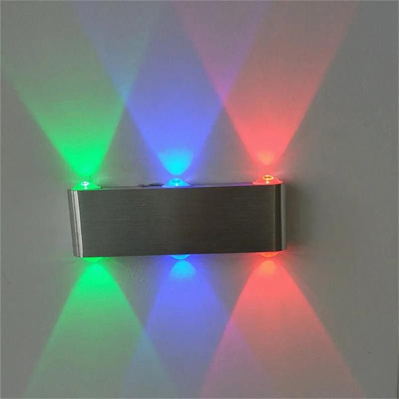 Silver aluminium rectangular LED wall lamp for bedrooms with multicolour lighting options