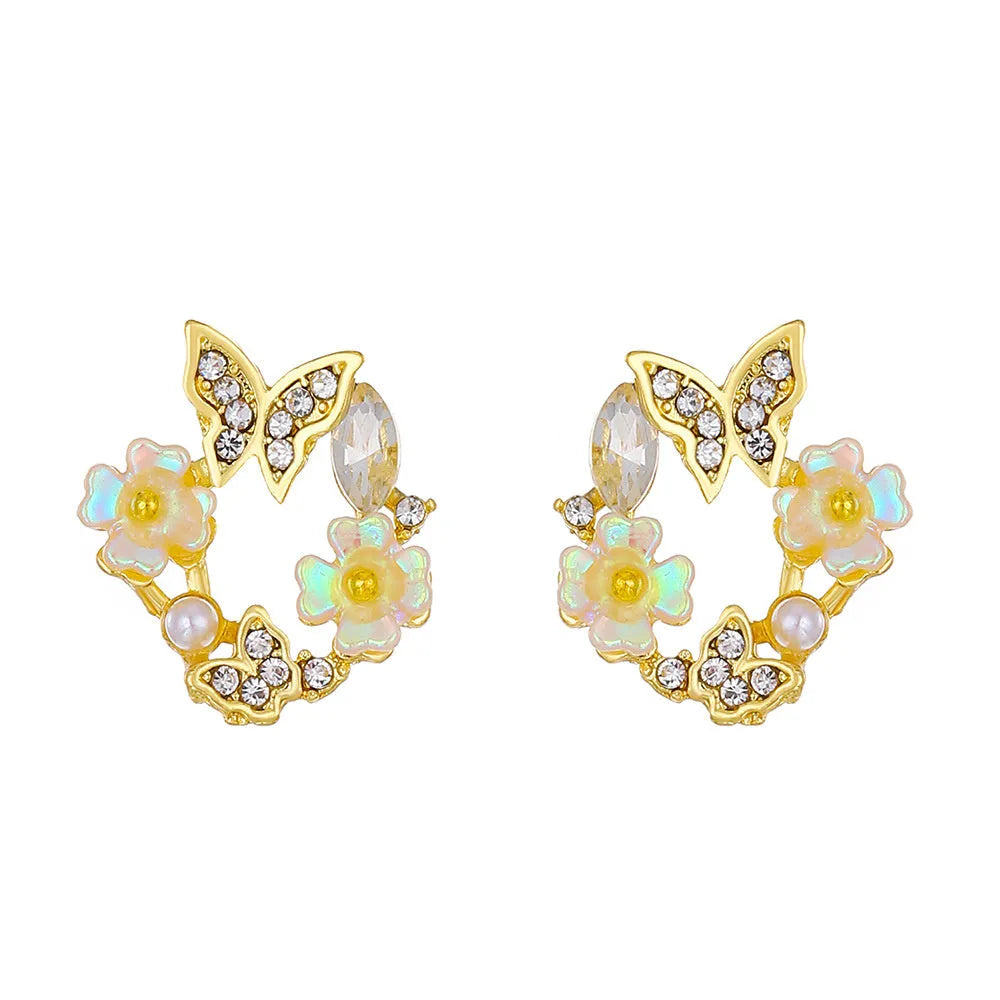 Copper geometry ellipse earrings electroplated finish 0935 flower butterfly 42 gold affordable luxury style women