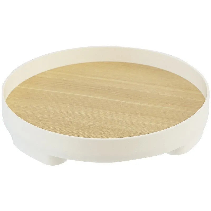 Large plastic desktop tray in wooden-style colour for hallway key storage and sundries organisation