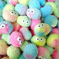 Doll bouquet DIY bounce ball accessory in artificial plush with ribbon eyes