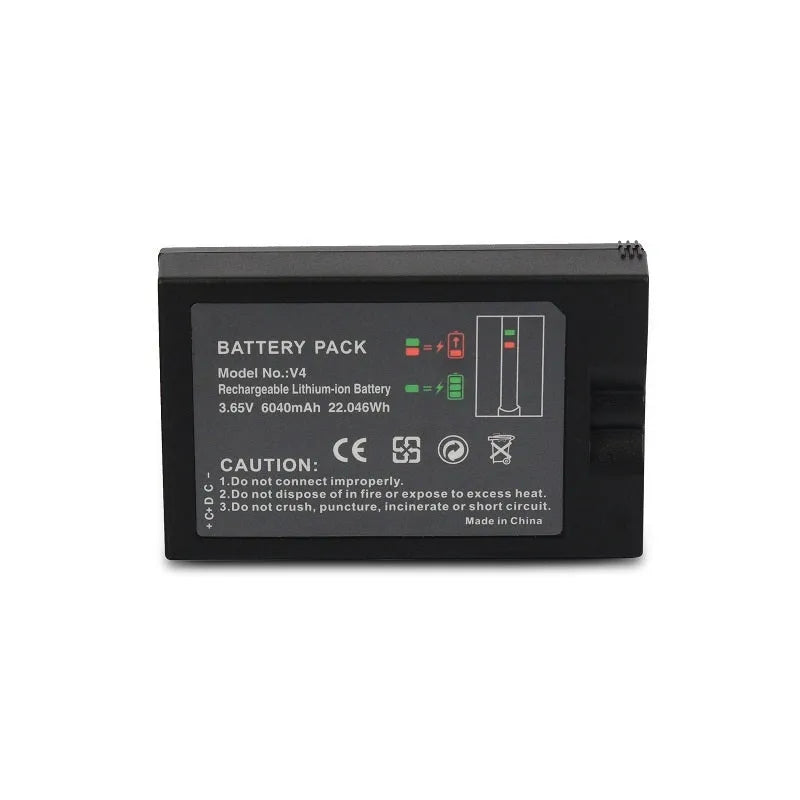 Black RV4 replacement battery for Ring Battery V4 doorbell, 6040mAh, with Type-C cable, dimensions 70.0mm x 45.1mm x 25.0mm