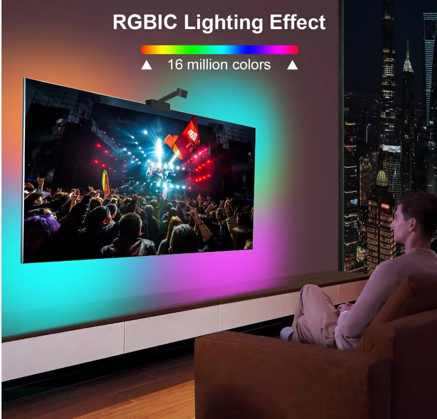 Graffiti APP TV screen color picker LED light strip with camera controller and 30 beads for TV background