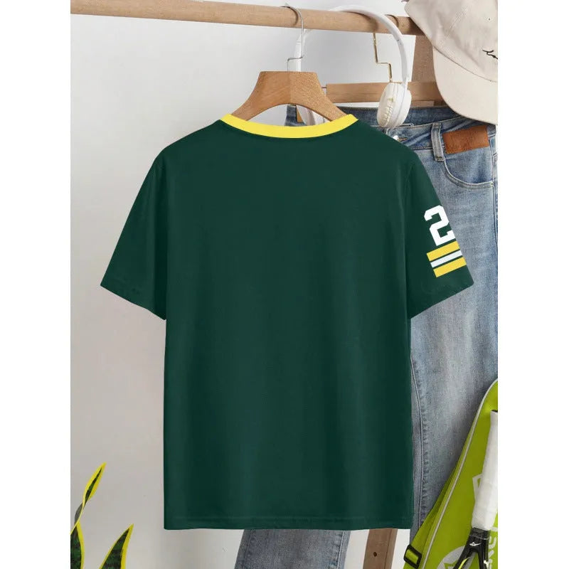 Men's loose fit cotton T-shirt with digital letter print in red