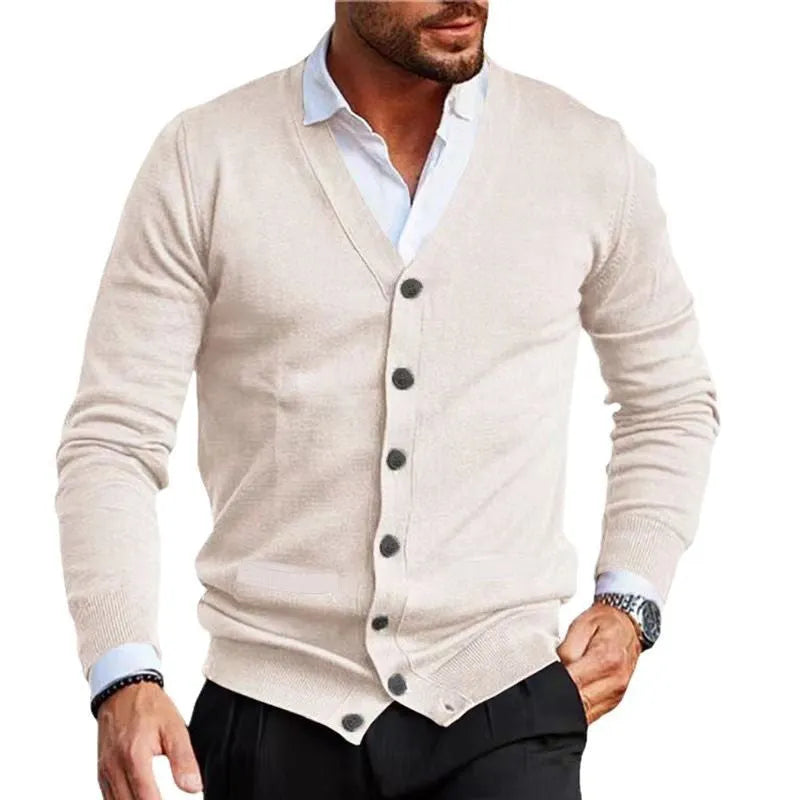 Men's slim fit acrylic cardigan sweater in multiple colours for autumn wear