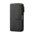 Imitation leather split flip case for Apple iPhone in black showing flip cover and machined finish