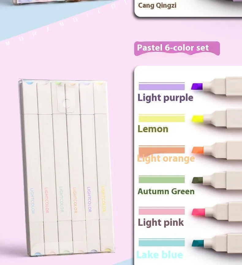 Double-headed fluorescent marker pens with chisel nibs in mixed bright colours