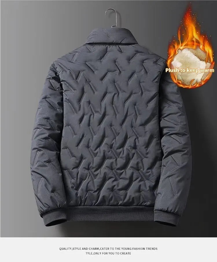 Men's thickened fleece tracksuit set with zip jacket and tapered pants in grey or black, sizes L to 5XL