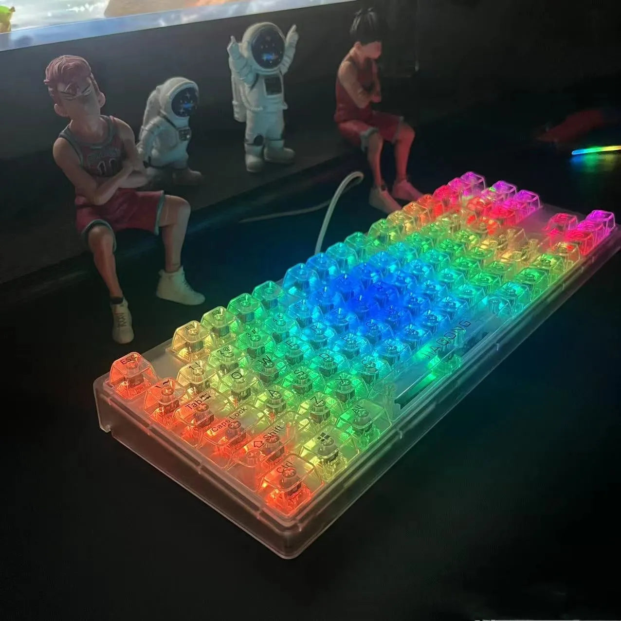 Transparent plastic 132-key keyboard keycap set for mechanical keyboards