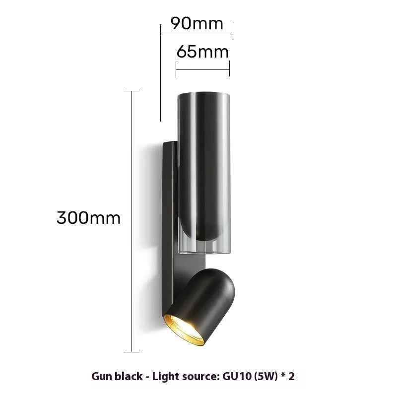 Rotating adjustable Nordic LED wall lamp with 5W warm light in brushed gun black finish