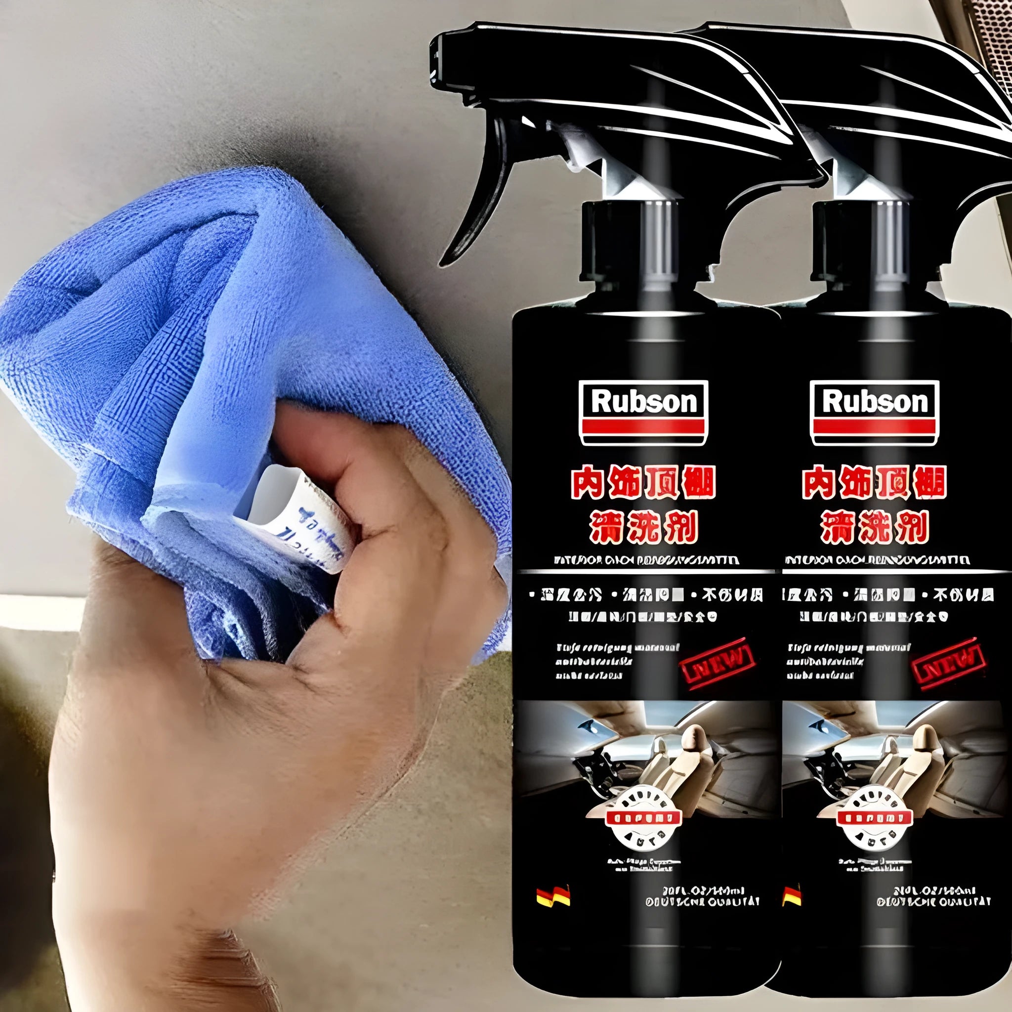 UL ultrasonic fabric roof foam decontamination cleaner bottle with sponge wipe and towel accessories