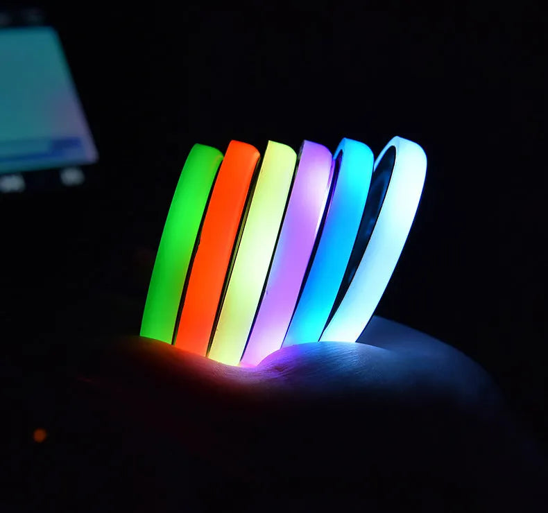 Colourful LED car cup holder coaster with seven light colours and USB cable
