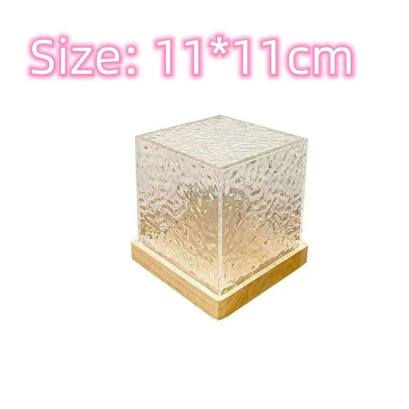 LED water ripple night light with 16 colours, USB powered, remote control, 11x11cm crystal lamp