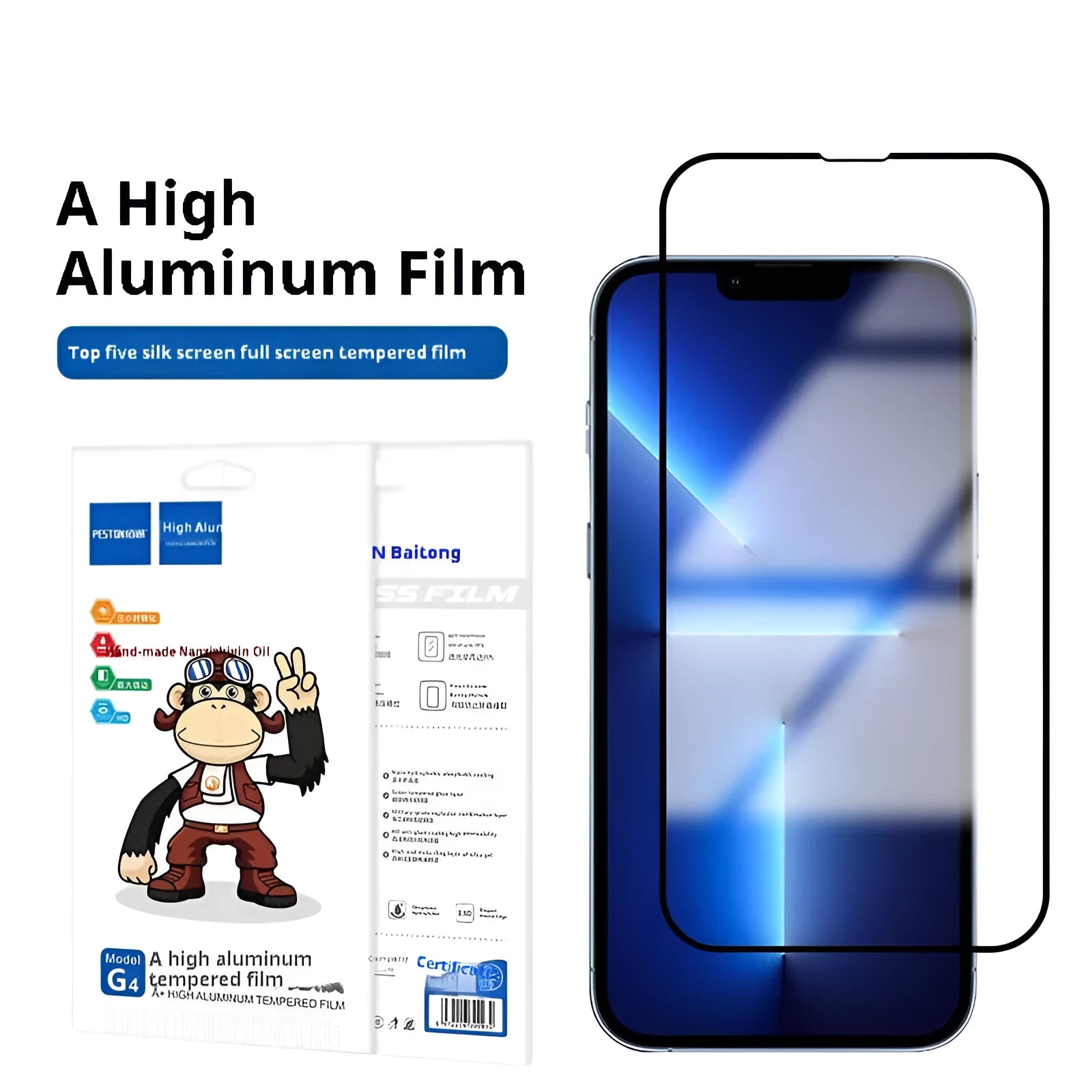 Tempered glass screen protector for iPhone 15 with anti-fingerprint coating, black colour