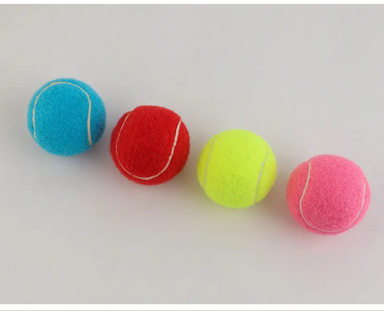 6.3cm bite-resistant rubber dog tennis ball in bright pink colour