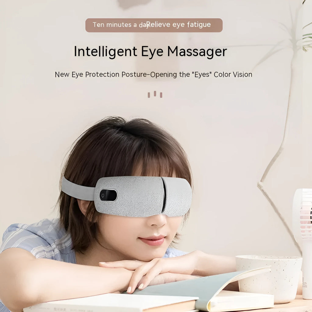 Three-layer airbag USB eye massager in blue or grey with Gaoli Velvet, 205x110x75mm