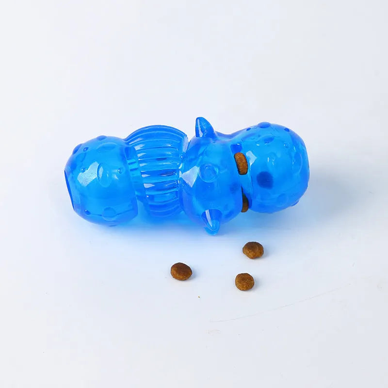 Blue TPR dog chew toy for teeth grinding and cleaning, 110 x 40 x 50mm, suitable for medium and large dogs