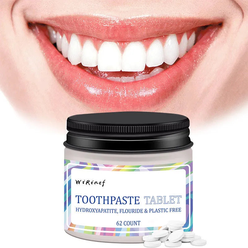 62 TP19 coloured solid toothpaste tablets in portable packaging for oral hygiene cleaning