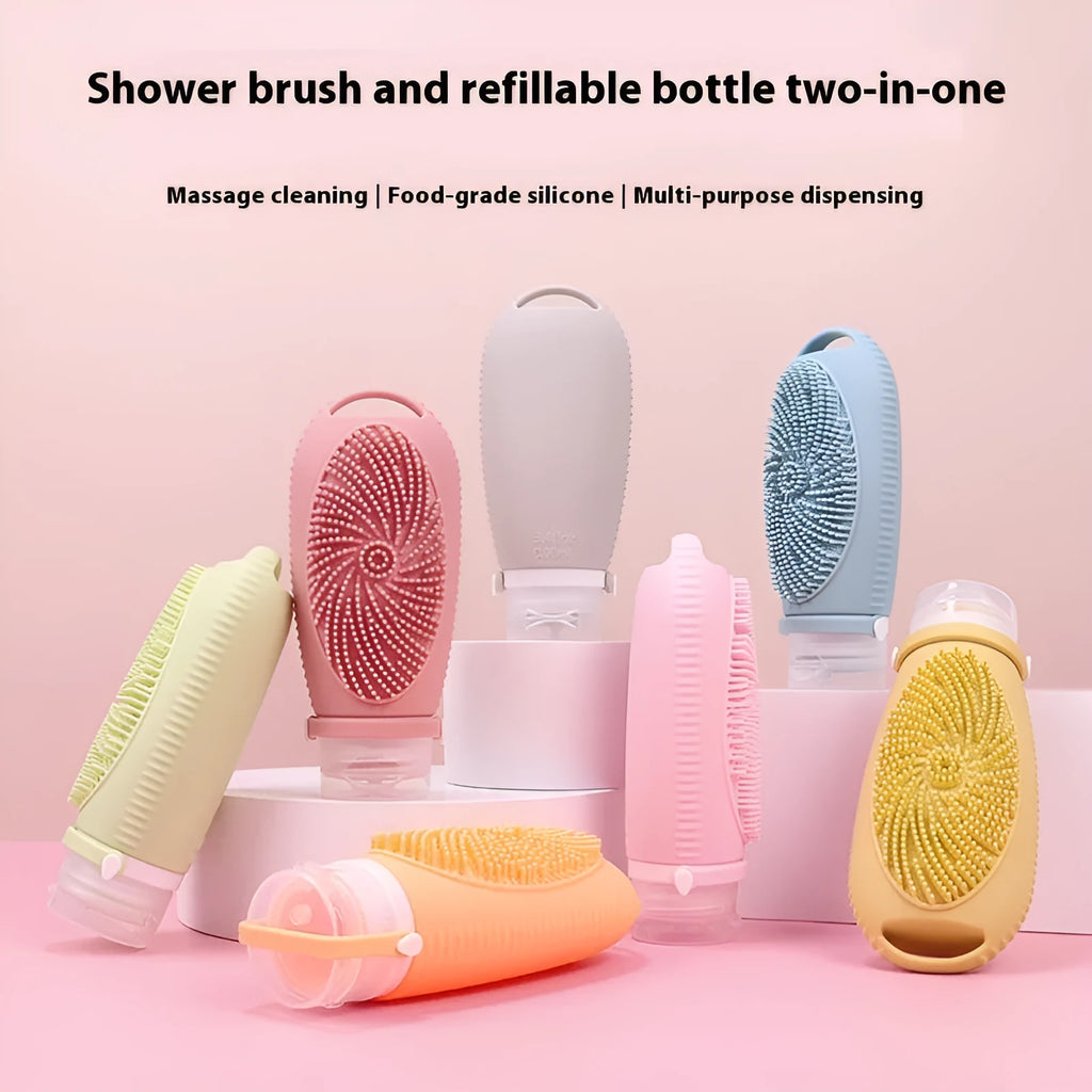 Creative silicone bath brush storage bottle with 100ml capacity available in eight different colours