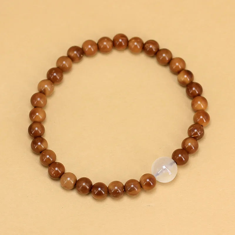 Simple style mixed beads handmade wooden bracelet with grinding finish