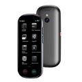 Black multi-language simultaneous interpretation translator device with charging cable and lanyard for business use.