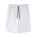 Men's black quick-drying mesh shorts in a loose capri length with elastic waistband.