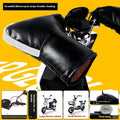 Electric motorcycle winter thermal waterproof handle grip gloves with fleece lining in gray reflective stripe style