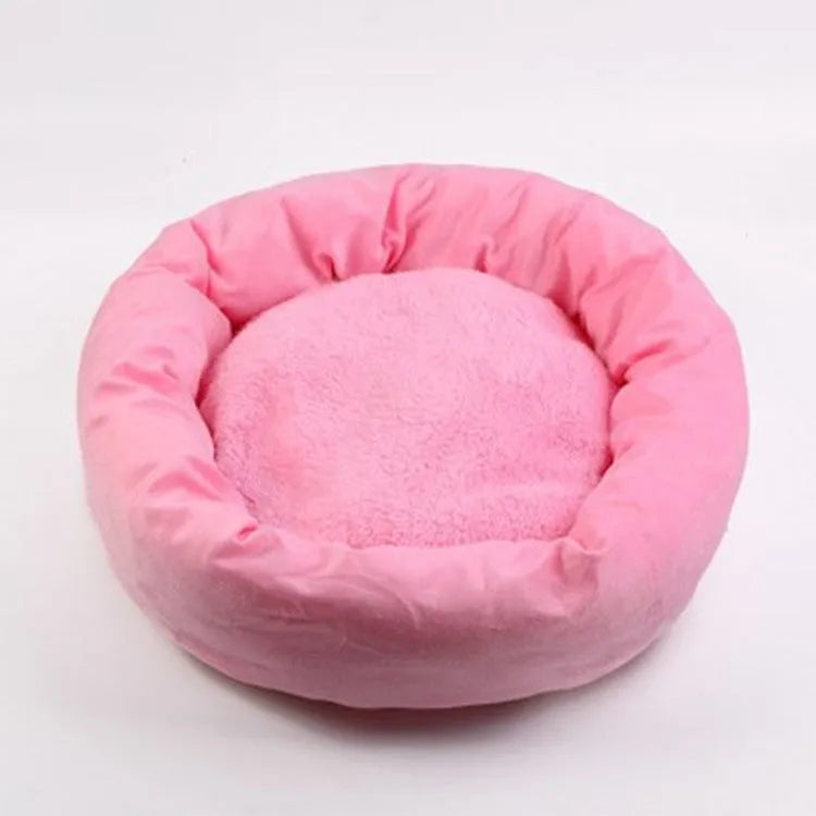 Round PP cotton filled pet bed in light gray with pillow option for dogs