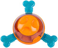 Blue dog slow feeder toy with rubber bones for small to medium breed mental stimulation